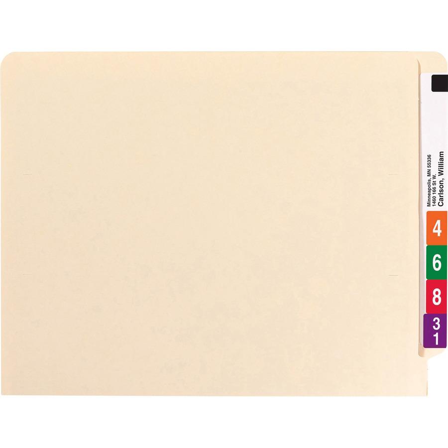Smead Shelf-Master Straight Tab Cut Letter Recycled End Tab File Folder - 8 1/2" x 11" - 3/4" Expansion - Manila - Manila - 10% Recycled - 100 / Box. Picture 4