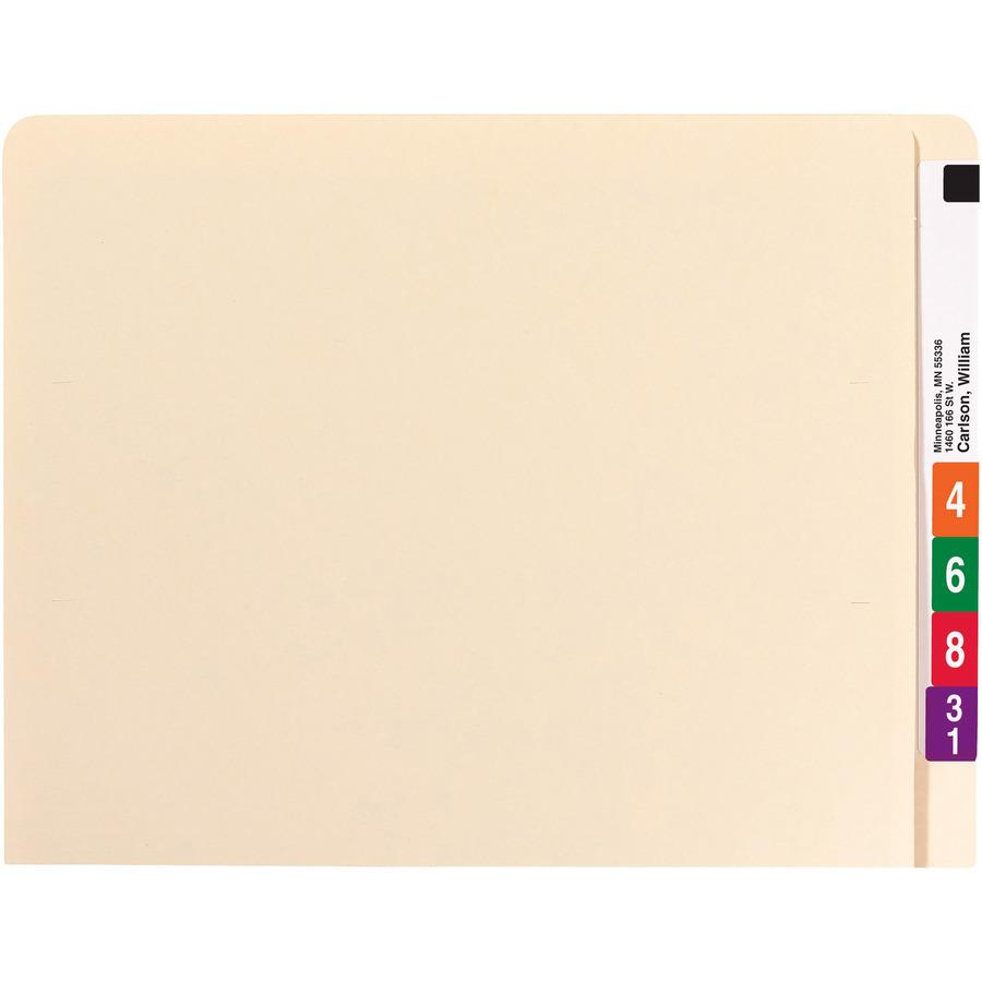 Smead Straight Tab Cut Letter Recycled End Tab File Folder - 8 1/2" x 11" - 3/4" Expansion - Manila - 10% Recycled - 100 / Box. Picture 2