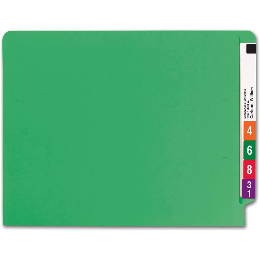 Smead Colored Straight Tab Cut Letter Recycled End Tab File Folder - 8 1/2" x 11" - 3/4" Expansion - Green - 10% Recycled - 100 / Box. Picture 6