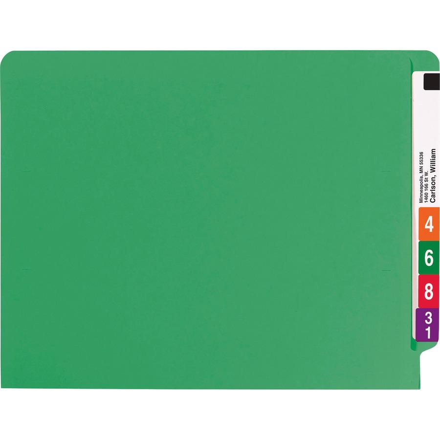 Smead Shelf-Master Straight Tab Cut Letter Recycled Fastener Folder - 8 1/2" x 11" - 3/4" Expansion - 2 x 2B Fastener(s) - 2" Fastener Capacity for Folder - End Tab Location - Green - 10% Recycled - 5. Picture 4