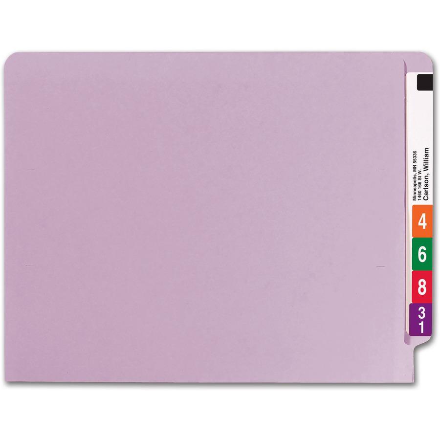 Smead Shelf-Master Straight Tab Cut Letter Recycled End Tab File Folder - 8 1/2" x 11" - 3/4" Expansion - Lavender - 10% Recycled - 100 / Box. Picture 4