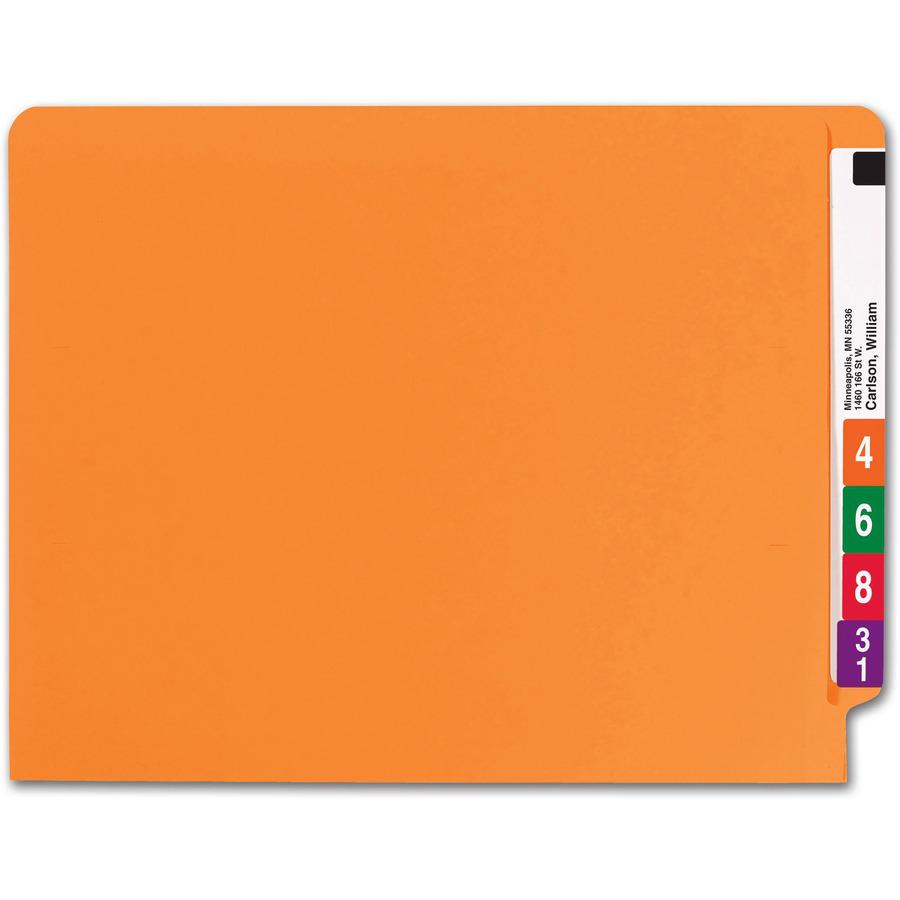 Smead Shelf-Master Straight Tab Cut Letter Recycled End Tab File Folder - 8 1/2" x 11" - 3/4" Expansion - Orange - 10% Recycled - 100 / Box. Picture 5