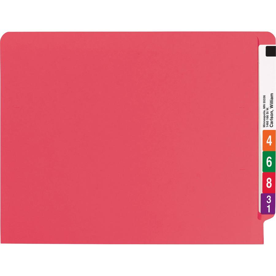 Smead Shelf-Master Straight Tab Cut Letter Recycled Fastener Folder - 8 1/2" x 11" - 3/4" Expansion - 2 x 2B Fastener(s) - 2" Fastener Capacity for Folder - End Tab Location - Red - 10% Recycled - 50 . Picture 8