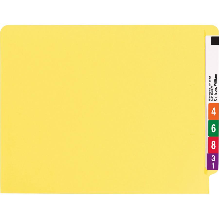 Smead Colored Straight Tab Cut Letter Recycled Fastener Folder - 8 1/2" x 11" - 3/4" Expansion - 2 x 2B Fastener(s) - 2" Fastener Capacity for Folder - End Tab Location - Yellow - 10% Recycled - 50 / . Picture 12