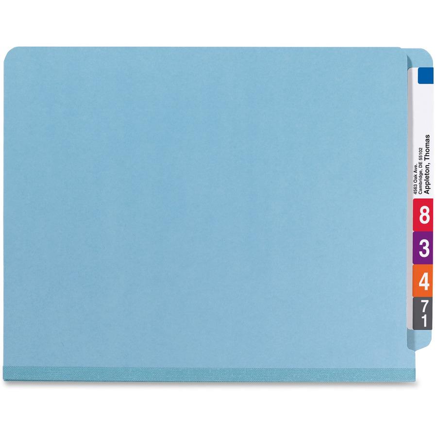 Smead 1/3 Tab Cut Letter Recycled Classification Folder - 8 1/2" x 11" - 2" Expansion - 2 x 2S Fastener(s) - 2" Fastener Capacity for Folder - 2 Divider(s) - Pressboard - Blue - 100% Recycled - 10 / B. Picture 4