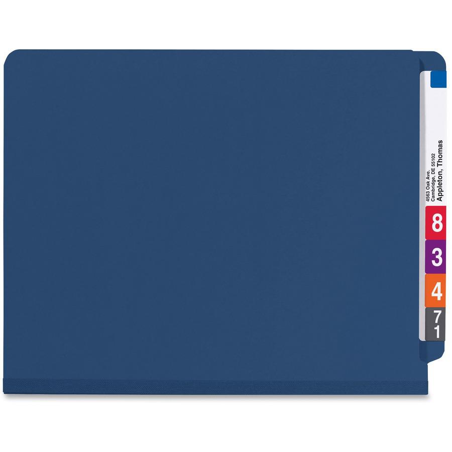 Smead 1/3 Tab Cut Letter Recycled Classification Folder - 8 1/2" x 11" - 2" Expansion - 2 x 2S Fastener(s) - 2" Fastener Capacity for Folder - 2 Divider(s) - Pressboard - Dark Blue - 100% Recycled - 1. Picture 4