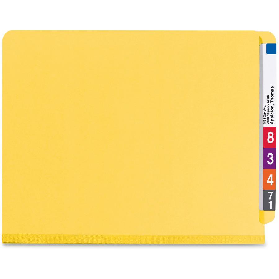 Smead 1/3 Tab Cut Letter Recycled Classification Folder - 8 1/2" x 11" - 2" Expansion - 2 x 2S Fastener(s) - 2" Fastener Capacity for Folder - 2 Divider(s) - Pressboard - Yellow - 100% Recycled - 10 /. Picture 4
