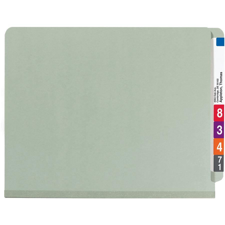 Smead Letter Recycled Classification Folder - 8 1/2" x 11" - 2" Expansion - 2 x 2S Fastener(s) - 2" Fastener Capacity for Folder - End Tab Location - 1 Divider(s) - Pressboard - Gray, Green - 100% Rec. Picture 5