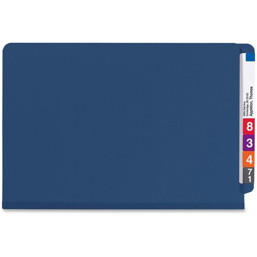 Smead 1/3 Tab Cut Legal Recycled Classification Folder - 8 1/2" x 14" - 2" Expansion - 2 x 2S Fastener(s) - 2" Fastener Capacity for Folder - End Tab Location - 2 Divider(s) - Pressboard - Dark Blue -. Picture 4