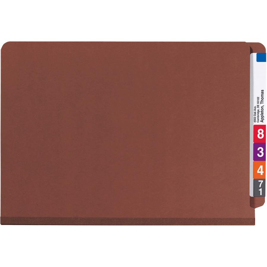 Smead Legal Recycled Classification Folder - 8 1/2" x 14" - 2" Expansion - 2 x 2S Fastener(s) - 2" Fastener Capacity for Folder - End Tab Location - 2 Divider(s) - Pressboard - Red - 100% Recycled - 1. Picture 4