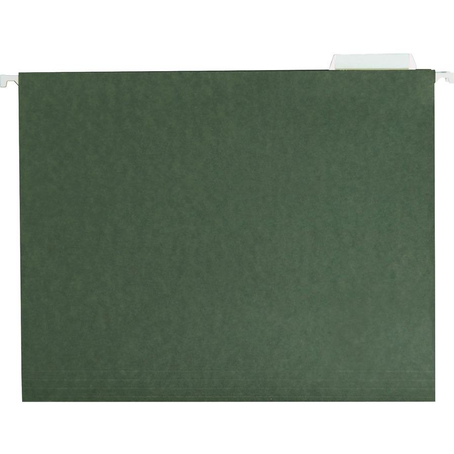 Smead 1/5 Tab Cut Letter Recycled Hanging Folder - 8 1/2" x 11" - Top Tab Location - Assorted Position Tab Position - Standard Green - 10% Recycled - 25 / Box. Picture 7