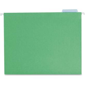 Smead Colored 1/5 Tab Cut Letter Recycled Hanging Folder - 8 1/2" x 11" - Top Tab Location - Assorted Position Tab Position - Vinyl - Green - 10% Recycled - 25 / Box. Picture 6