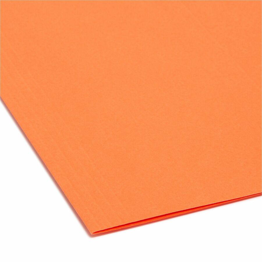 Smead Colored 1/5 Tab Cut Letter Recycled Hanging Folder - 8 1/2" x 11" - Top Tab Location - Assorted Position Tab Position - Vinyl - Orange - 10% Recycled - 25 / Box. Picture 3