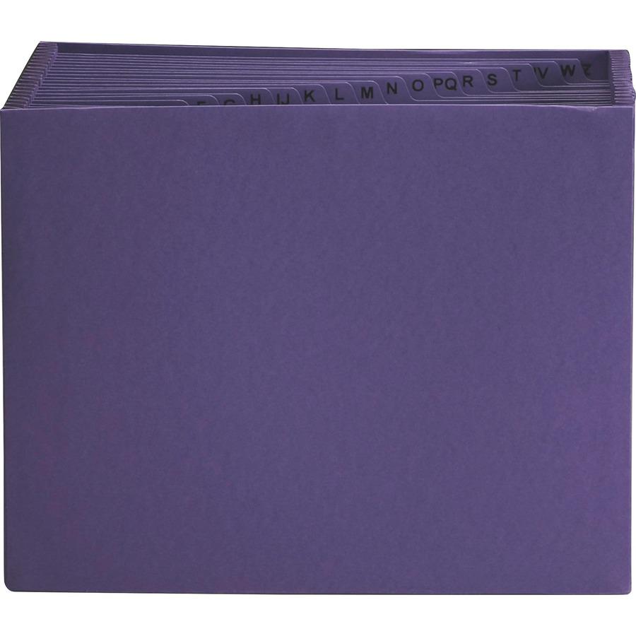 Smead Letter Recycled Expanding File - 8 1/2" x 11" - 7/8" Expansion - 21 Pocket(s) - Leatherine - Purple - 10% Recycled - 1 Each. Picture 4