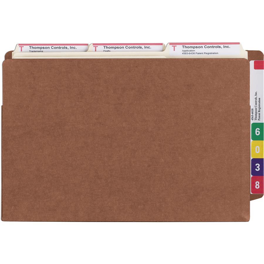 Smead TUFF Straight Tab Cut Legal Recycled File Pocket - 8 1/2" x 14" - 5 1/4" Expansion - Redrope - Redrope - 30% Recycled - 10 / Box. Picture 4