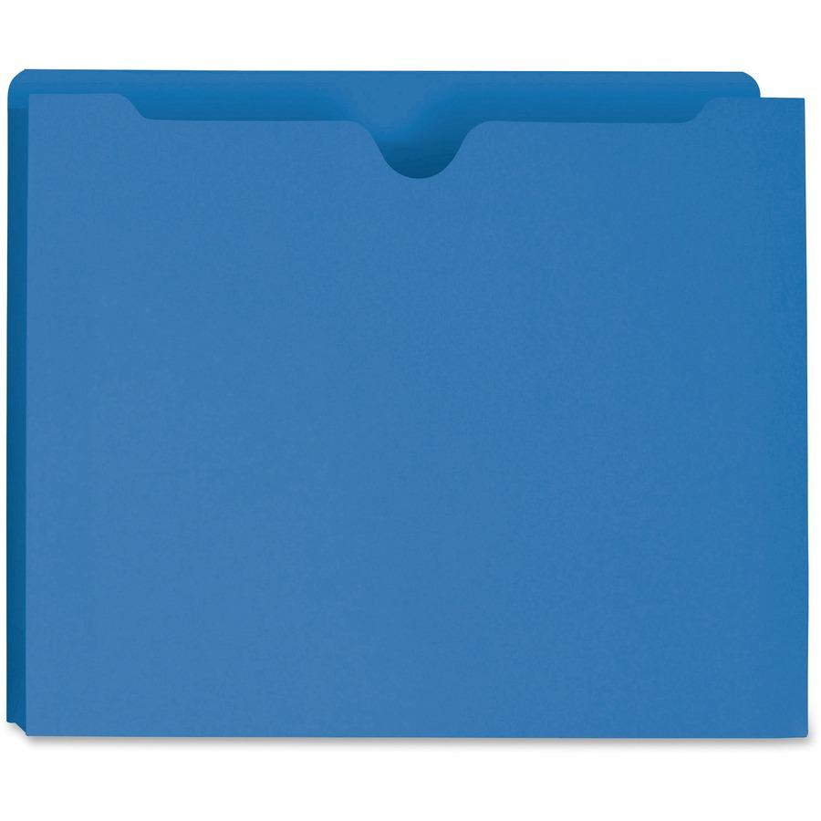 Smead Colored Straight Tab Cut Letter Recycled File Jacket - 8 1/2" x 11" - 2" Expansion - Blue - 10% Recycled - 50 / Box. Picture 6