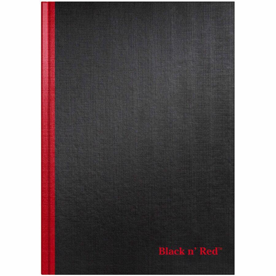Black n' Red Casebound Ruled Notebooks - A4 - 96 Sheets - Sewn - 24 lb Basis Weight - 8 1/4" x 11 3/4" - White Paper - Red Binder - Black Cover - Heavyweight Cover - Hard Cover, Ribbon Marker - 1 Each. Picture 2