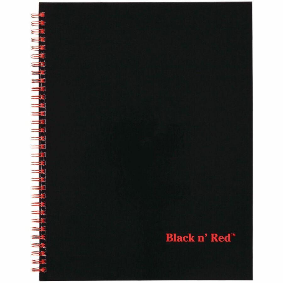 Black n' Red Hardcover Business Notebook - 70 Sheets - Double Wire Spiral - 24 lb Basis Weight - Letter - 8 1/2" x 11" - White Paper - Red Binding - Black Cover - Perforated, Laminated, Wipe-clean Cov. Picture 4