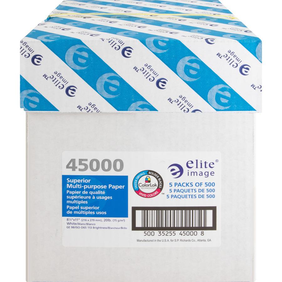 Elite Image Multipurpose Paper - 98 Brightness - Letter - 8 1/2" x 11" - 20 lb Basis Weight - 2500 / Carton ( - Ream per Case)SFI. Picture 3