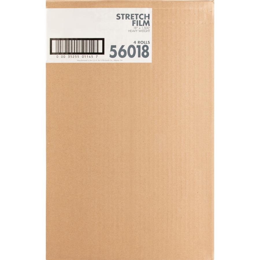 Sparco Stretch Wrap Film - 18" Width x 1500 ft Length - 4 Wrap(s) - Heavyweight - Clear - 4 / Carton. Picture 4