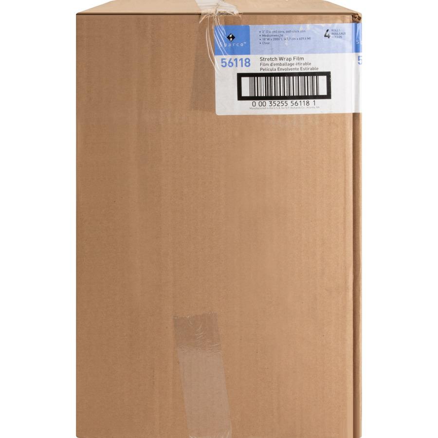 Sparco Medium Weight Stretch Wrap Film - 18" Width x 2000 ft Length - 4 Wrap(s) - Mediumweight - Clear - 4 / Carton. Picture 3