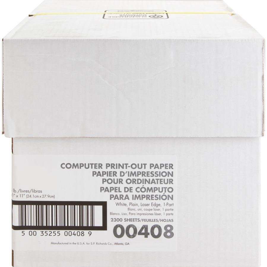 Sparco Perforated Blank Computer Paper - 8 1/2" x 11" - 20 lb Basis Weight - 230 / Carton - Perforated - White. Picture 3