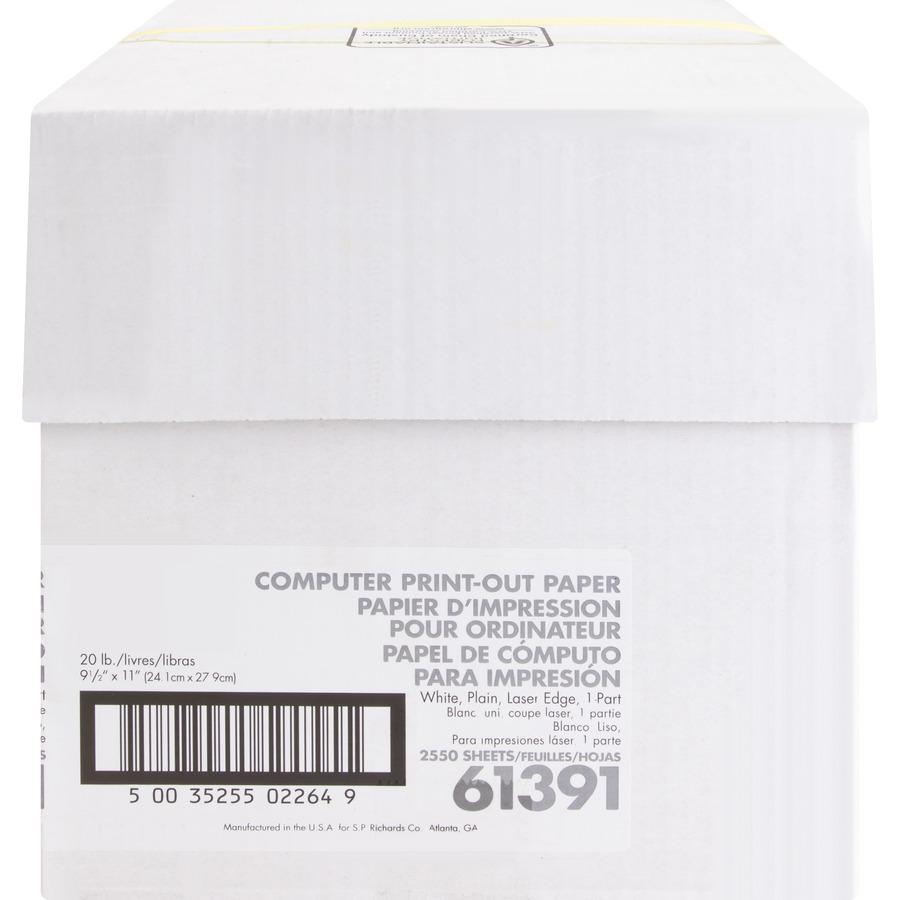 Sparco Perforated Blank Computer Paper - 8 1/2" x 11" - 20 lb Basis Weight - 2550 / Carton - Perforated - White. Picture 3