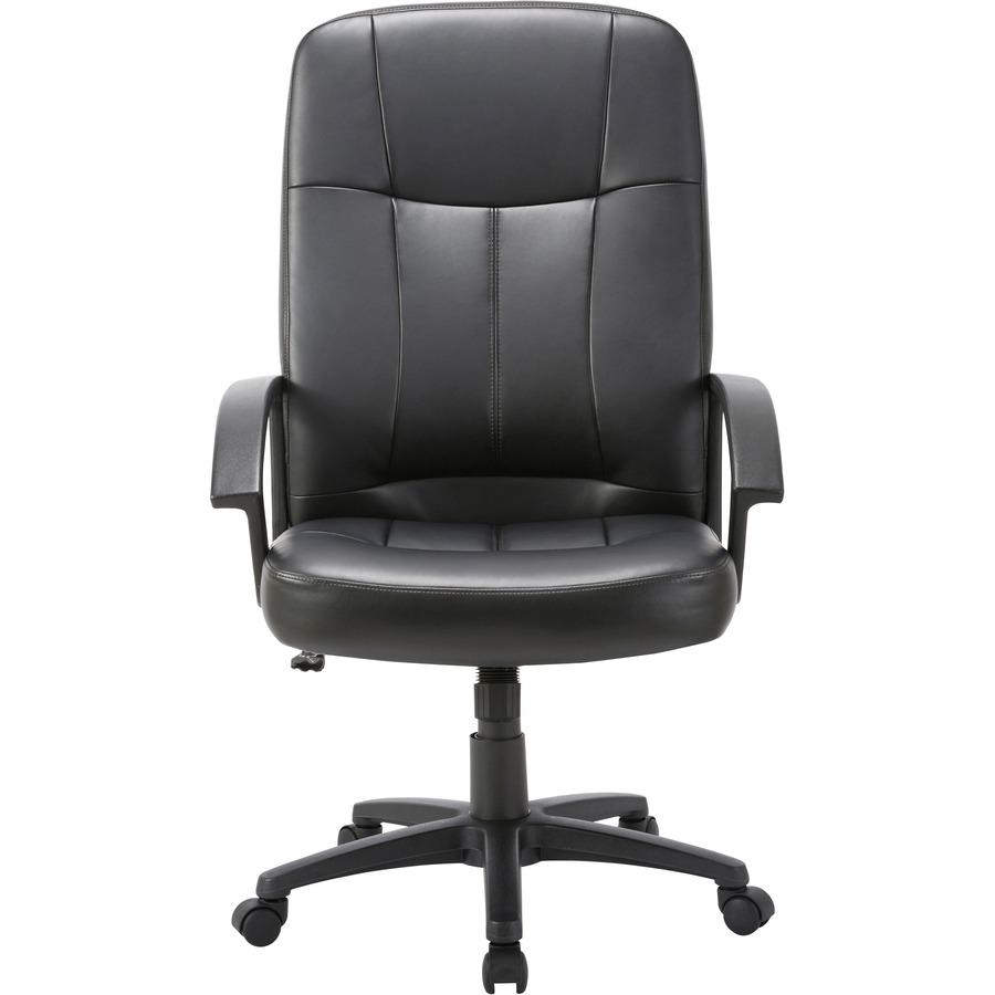 Lorell Chadwick Series Executive High-Back Chair - Black Leather Seat - Black Frame - 5-star Base - Black - 1 Each. Picture 5