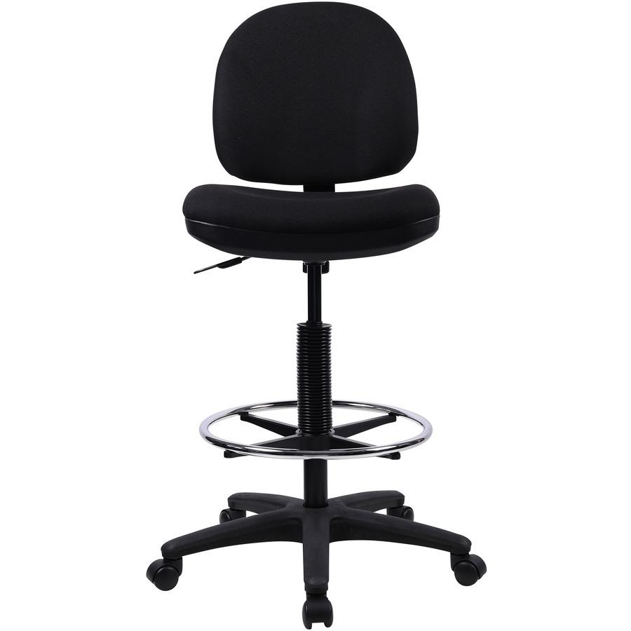 Lorell Millenia Series Adjustable Task Stool with Back - Black Seat - Black - 1 Each. Picture 3