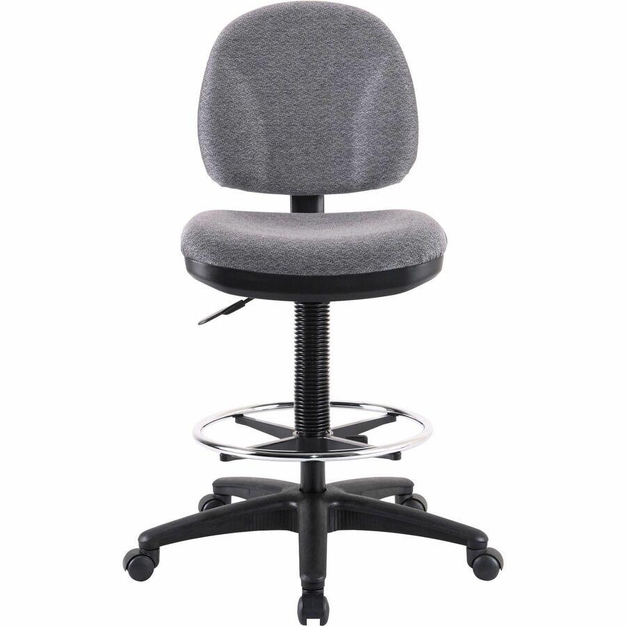 Lorell Millenia Series Adjustable Task Stool with Back - Gray Seat - Gray - 1 Each. Picture 3
