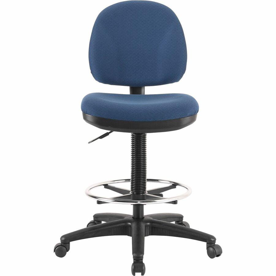 Lorell Millenia Series Adjustable Task Stool with Back - Blue Seat - Blue - 1 Each. Picture 3