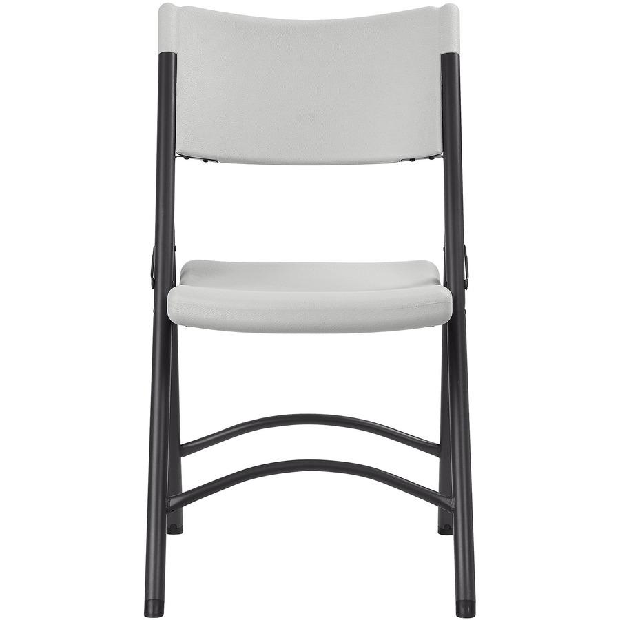 Lorell Heavy-duty Blow-Molded Folding Chairs - Light Gray Polyethylene Seat - Light Gray Polyethylene Back - Dark Gray Steel Frame - Steel, Polyethylene - 4 / Carton. Picture 3