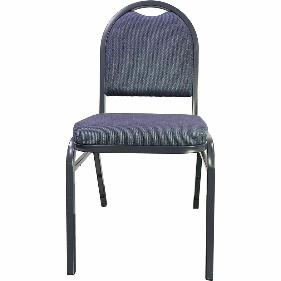 Lorell Round-Back Stack Chair - Blueberry, Black Fabric Seat - Charcoal Steel Frame - Blue, Black - 4 / Carton. Picture 3