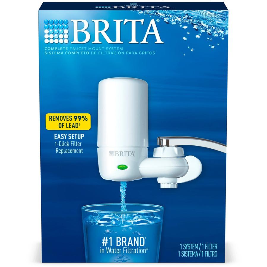 Brita Complete Water Faucet Filtration System With Light Indicator - Faucet - 100 gal Filter Life (Water Capacity) - 1 Each - White, Blue. Picture 10