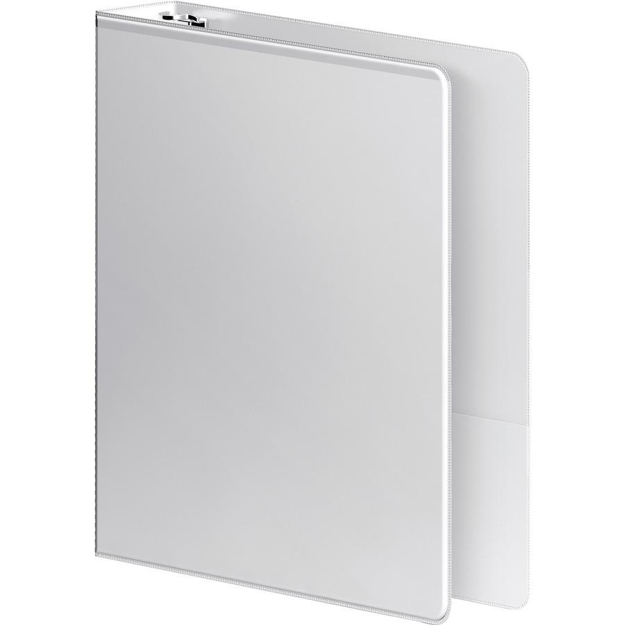ACCO Extra-Durable Hinge Heavy-Duty View Binder - 1 1/2" Binder Capacity - Letter - 8 1/2" x 11" Sheet Size - 3 x Clip Fastener(s) - Internal Pocket(s) - Presstex - White - Crack Resistant, Tear Resis. Picture 2