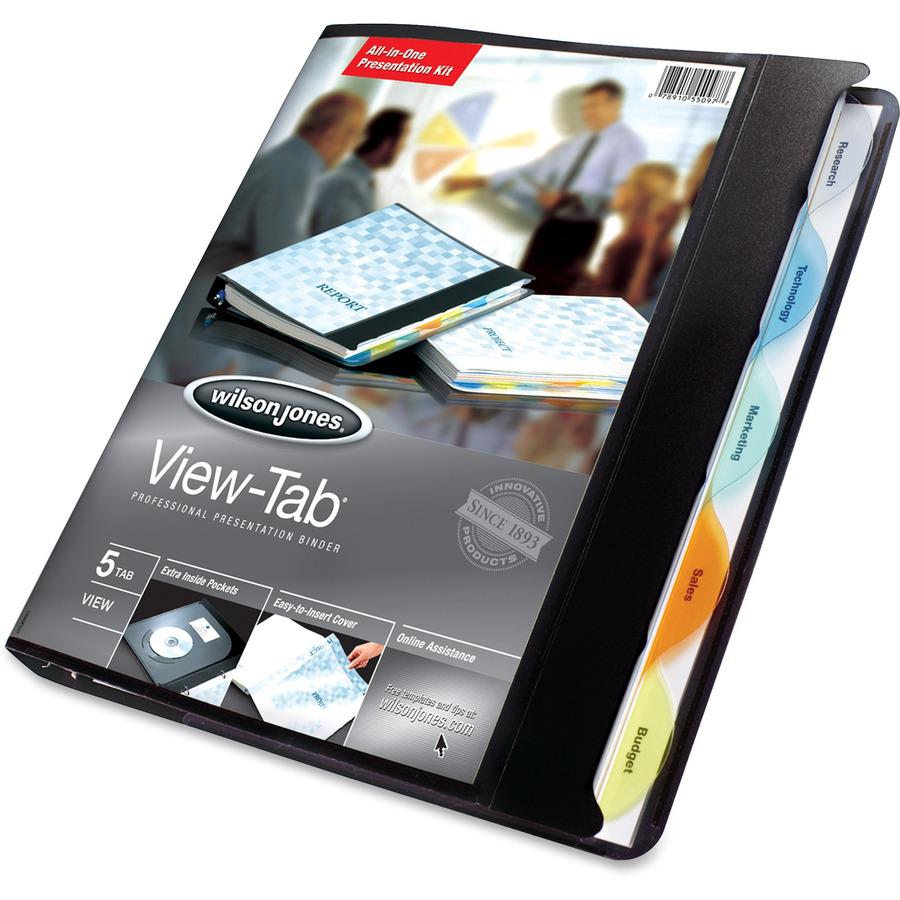 Wilson Jones View-Tab 5-Tab Transparent Dividers - 5/8" Binder Capacity - Letter - 8 1/2" x 11" Sheet Size - 125 Sheet Capacity - Round Ring Fastener(s) - 1 Internal Pocket(s) - 5 Divider(s) - Polypro. Picture 7