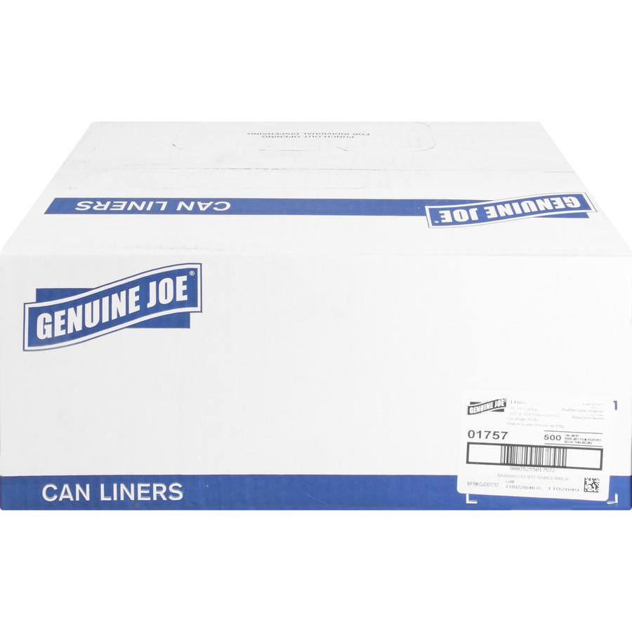 Genuine Joe High-density Can Liners - Medium Size - 33 gal - 33" Width x 40" Length x 0.43 mil (11 Micron) Thickness - High Density - Clear - Resin - 500/Carton - Office Waste, Industrial Trash. Picture 4