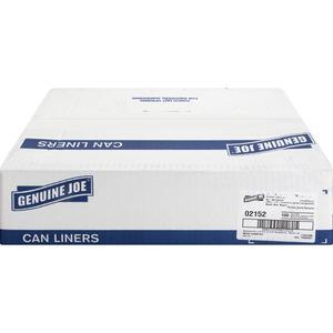 Genuine Joe 2-Ply Can Liners - Extra Large Size - 60 gal - 38" Width x 58" Length x 0.80 mil (20 Micron) Thickness - Low Density - Brown, Black - 100/Carton. Picture 3