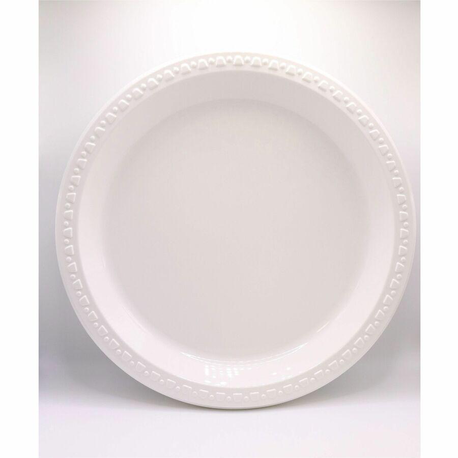 Tablemate 9" Plastic Plates - 9" Diameter - White - 125 / Pack. Picture 3