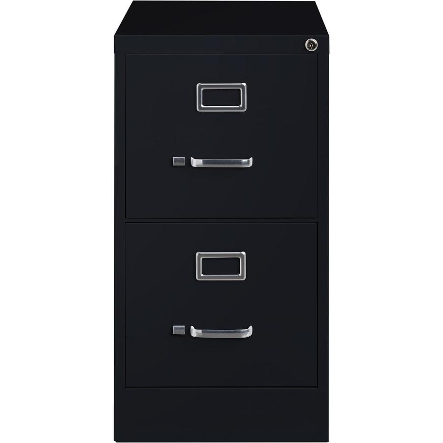Lorell Fortress Series 26-1/2" Commercial-Grade Vertical File Cabinet - 15" x 26.5" x 28.4" - 2 x Drawer(s) for File - Letter - Vertical - Security Lock, Ball-bearing Suspension, Heavy Duty - Black - . Picture 4