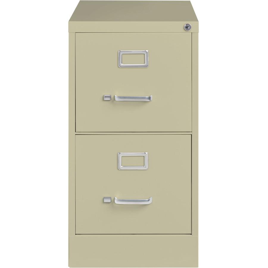 Lorell Fortress Series 26-1/2" Commercial-Grade Vertical File Cabinet - 15" x 26.5" x 28.4" - 2 x Drawer(s) for File - Letter - Vertical - Security Lock, Ball-bearing Suspension, Heavy Duty - Putty - . Picture 3