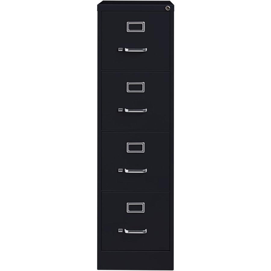 Lorell Fortress Series 25" Commercial-Grade Vertical File Cabinet - 15" x 25" x 52" - 4 x Drawer(s) for File - Letter - Vertical - Security Lock, Ball-bearing Suspension, Heavy Duty - Black - Steel - . Picture 4