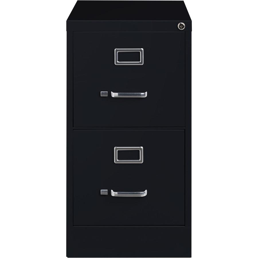 Lorell Fortress Series 25" Commercial-Grade Vertical File Cabinet - 15" x 25" x 28.4" - 2 x Drawer(s) for File - Letter - Vertical - Security Lock, Ball-bearing Suspension, Heavy Duty - Black - Steel . Picture 3