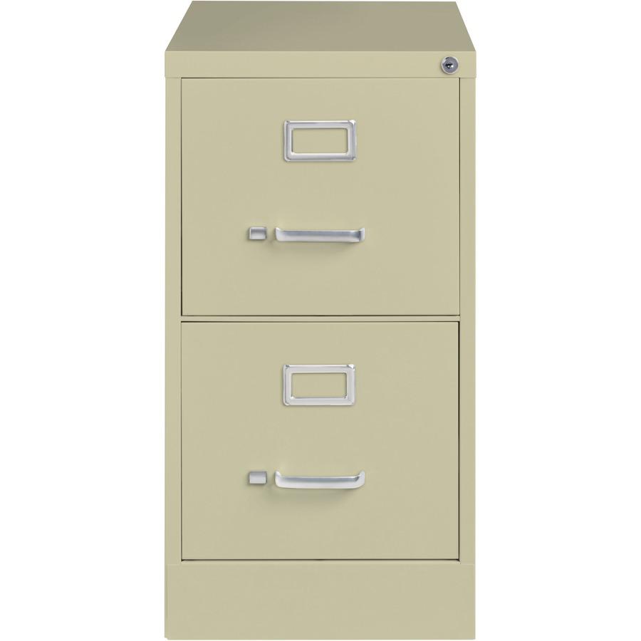 Lorell Fortress Series 25" Commercial-Grade Vertical File Cabinet - 15" x 25" x 28.4" - 2 x Drawer(s) for File - Letter - Vertical - Security Lock, Ball-bearing Suspension, Heavy Duty - Putty - Steel . Picture 3