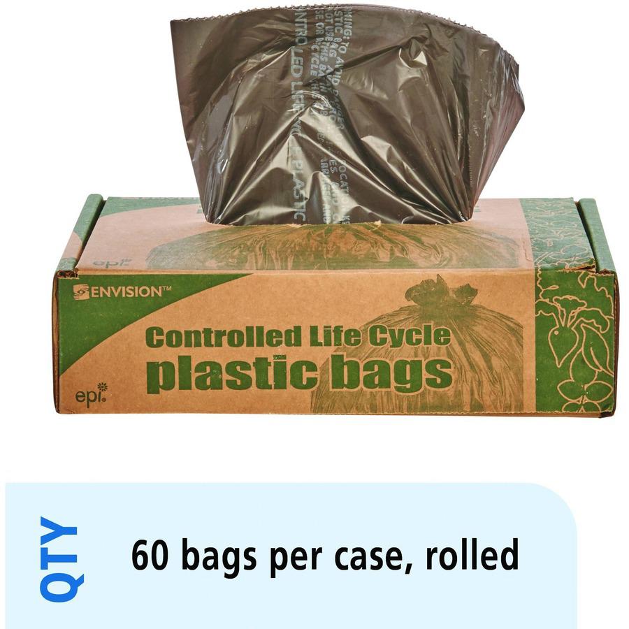 Stout Controlled Life-Cycle Plastic Trash Bags - 30 gal Capacity - 30" Width x 36" Length - 0.80 mil (20 Micron) Thickness - Brown - 60/Carton - Office Waste. Picture 4