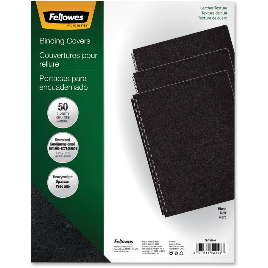 Fellowes Executive&trade; Presentation Covers - Oversize, Black, 50 pack - 11.3" Height x 8.8" Width x 0.1" Depth - 62 mil Thickness - 8 3/4" x 11 1/4" Sheet - Rectangular - Vinyl - 50 / Pack. Picture 4