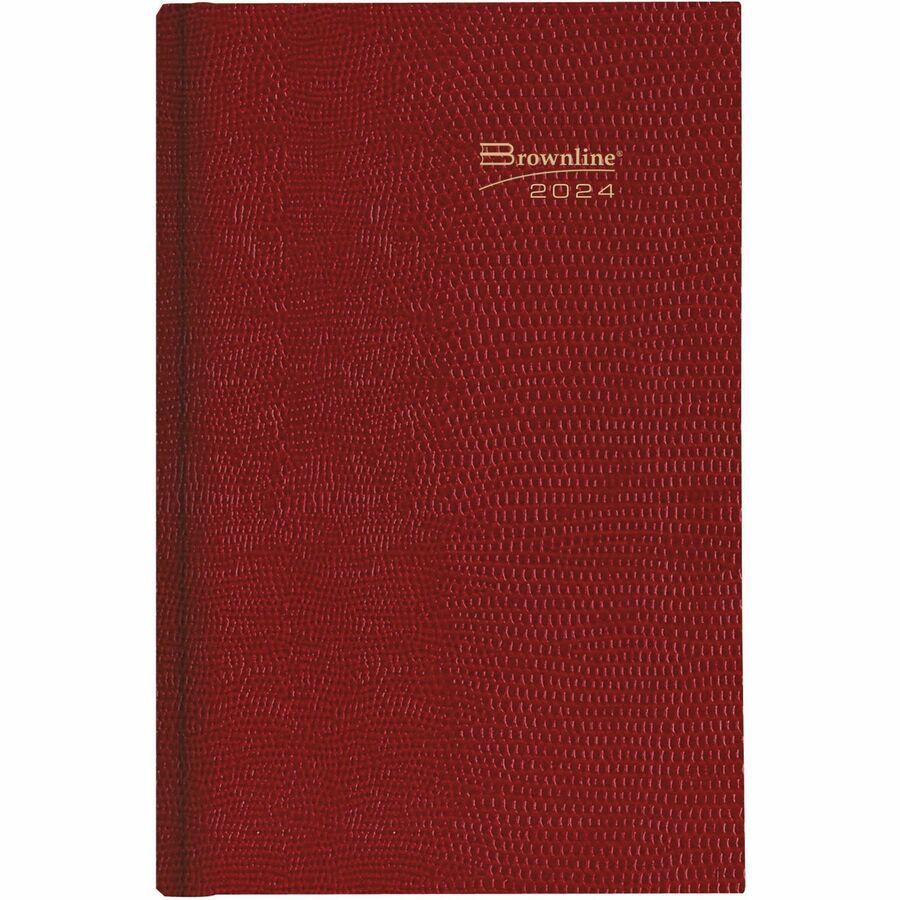 Brownline Untimed Daily Planner - Daily - January 2024 - December 2024 - 7 1/2" Sheet Size - Desktop - Red - 1 Each. Picture 4
