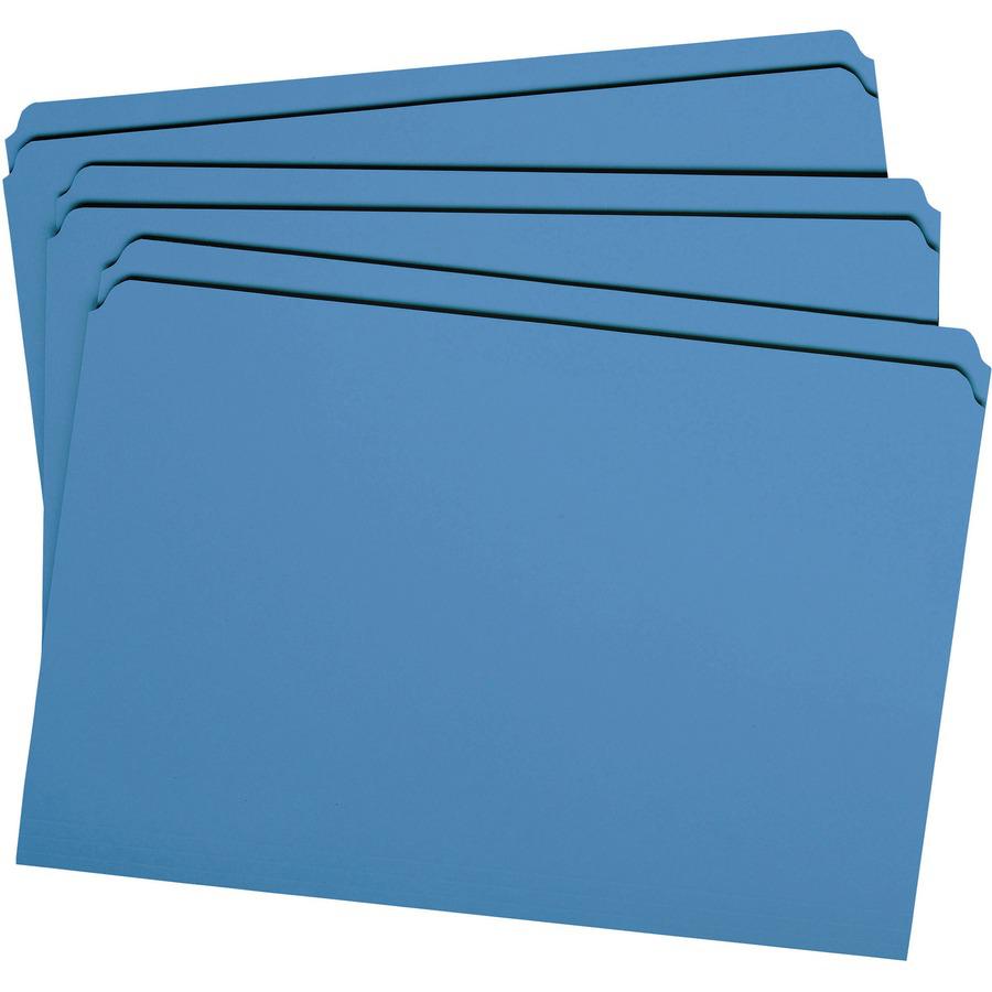 Smead Colored Straight Tab Cut Legal Recycled Top Tab File Folder - 8 1/2" x 14" - 3/4" Expansion - Blue - 10% Recycled - 100 / Box. Picture 6