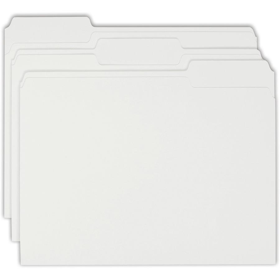 Smead Colored 1/3 Tab Cut Letter Recycled Top Tab File Folder - 8 1/2" x 11" - Top Tab Location - Assorted Position Tab Position - White - 10% Recycled - 100 / Box. Picture 6