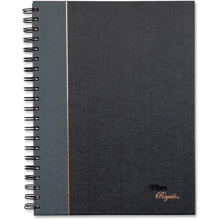 Tops 25331 Royale Business Notebook - 96 Sheets - Wire Bound - 20 lb Basis Weight - 8" x 10 1/2" - White Paper - BlackGeltex, Gray Cover - Hard Cover, Index Sheet, Perforated - 1 Each. Picture 2